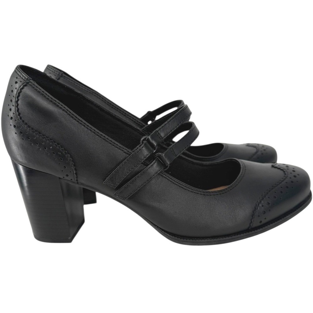 Clarks Black Mary Jane Block Heel Pumps
